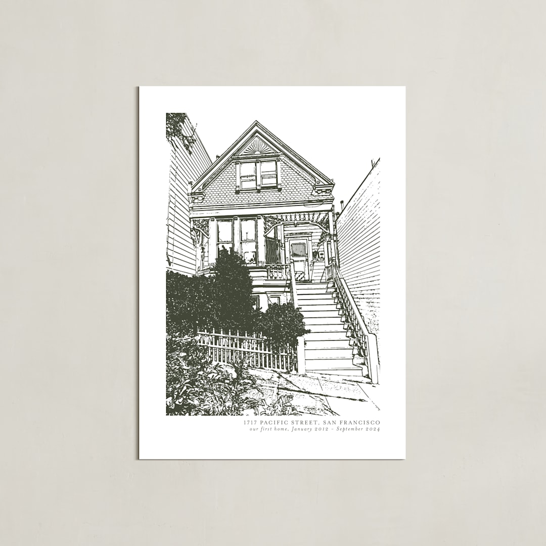 "House: Portrait Custom Print with Text" - Custom Print in Olive Shadow by Minted - Unframed