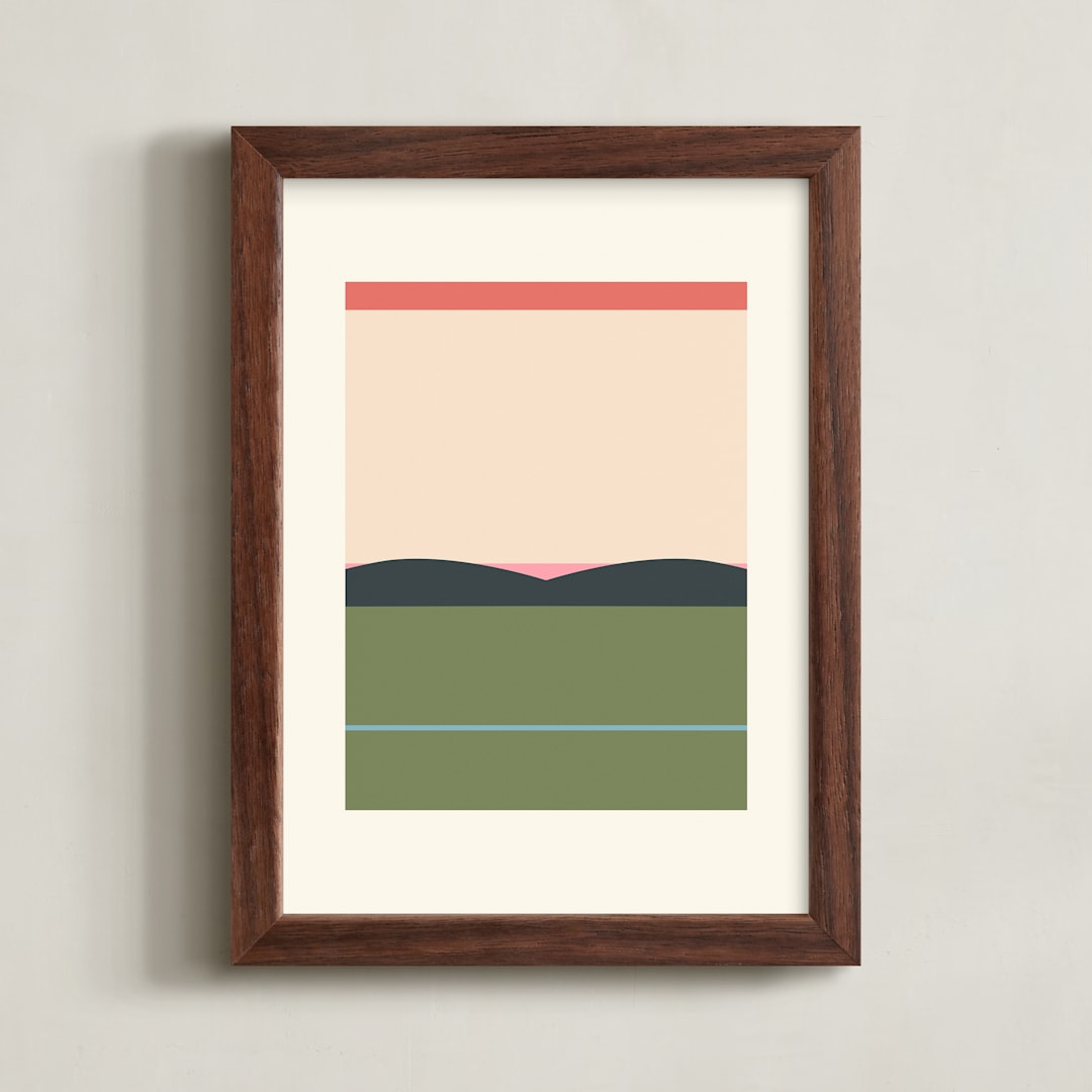 "Horizons Set 3" - Art Print in Grass Green by Roseanne Kenny - Framed