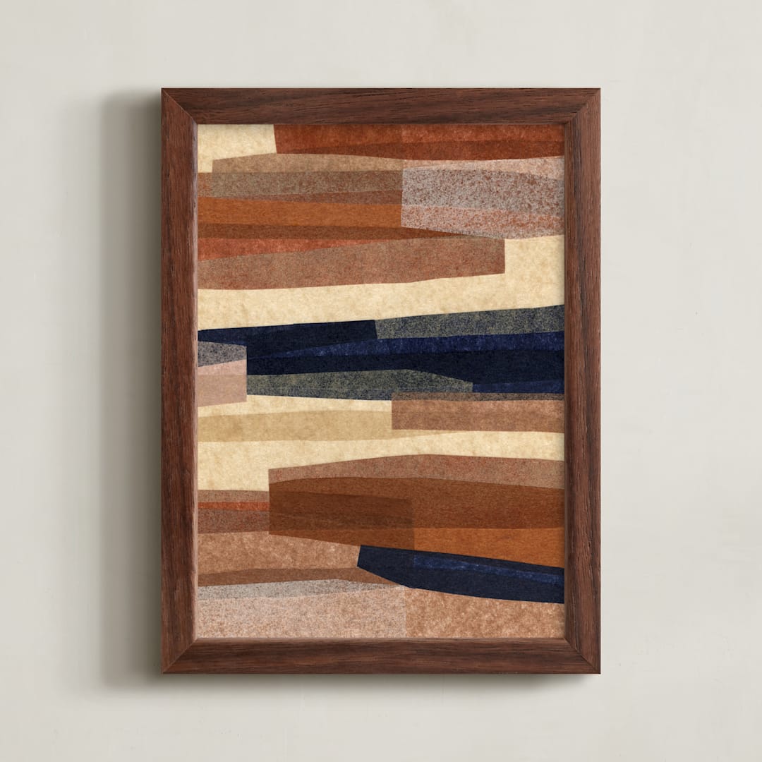 "Paper Pile II" - Art Print in Rust by Carrie Moradi - Framed