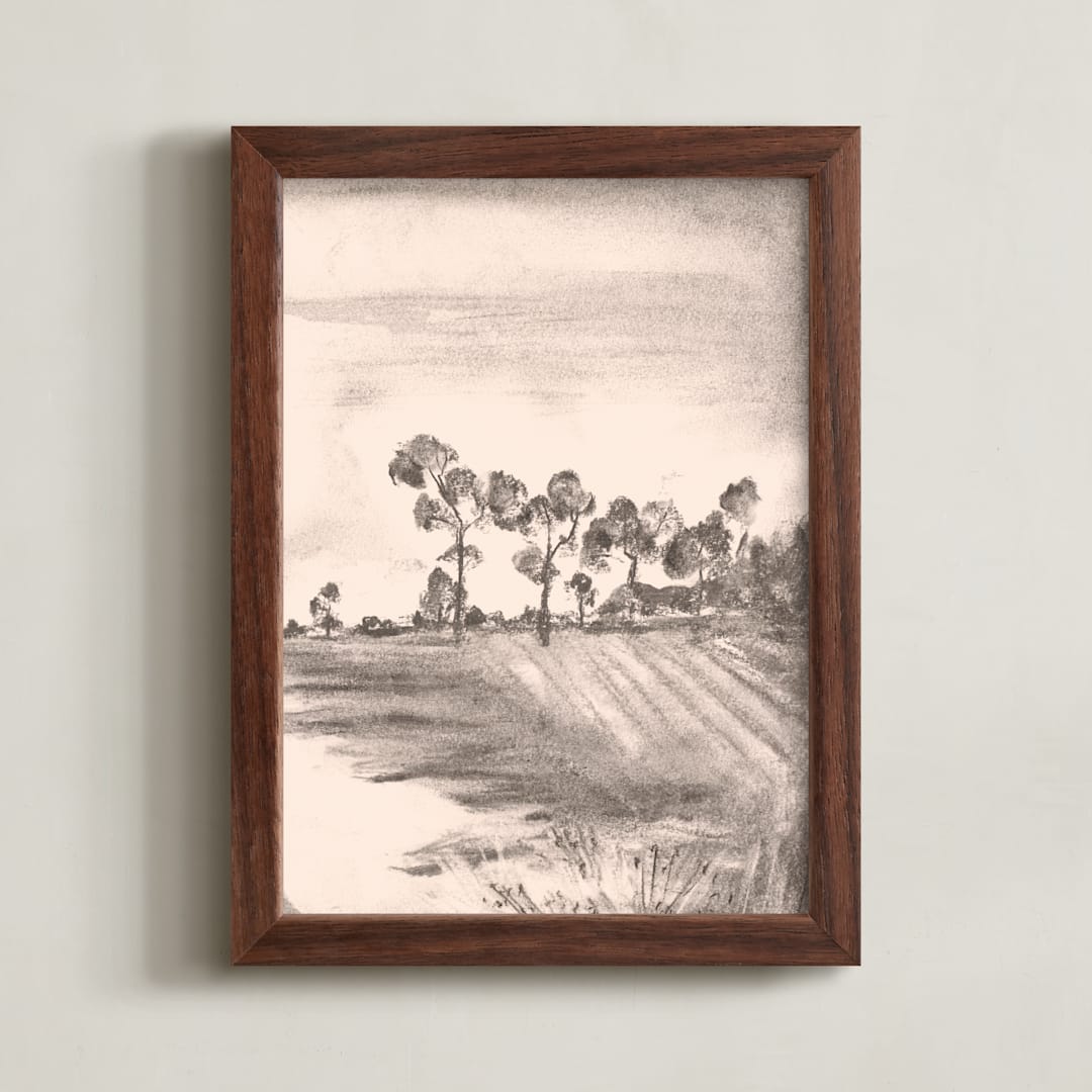 "Countryside II" - Art Print in Rose by Teju Reval - Framed