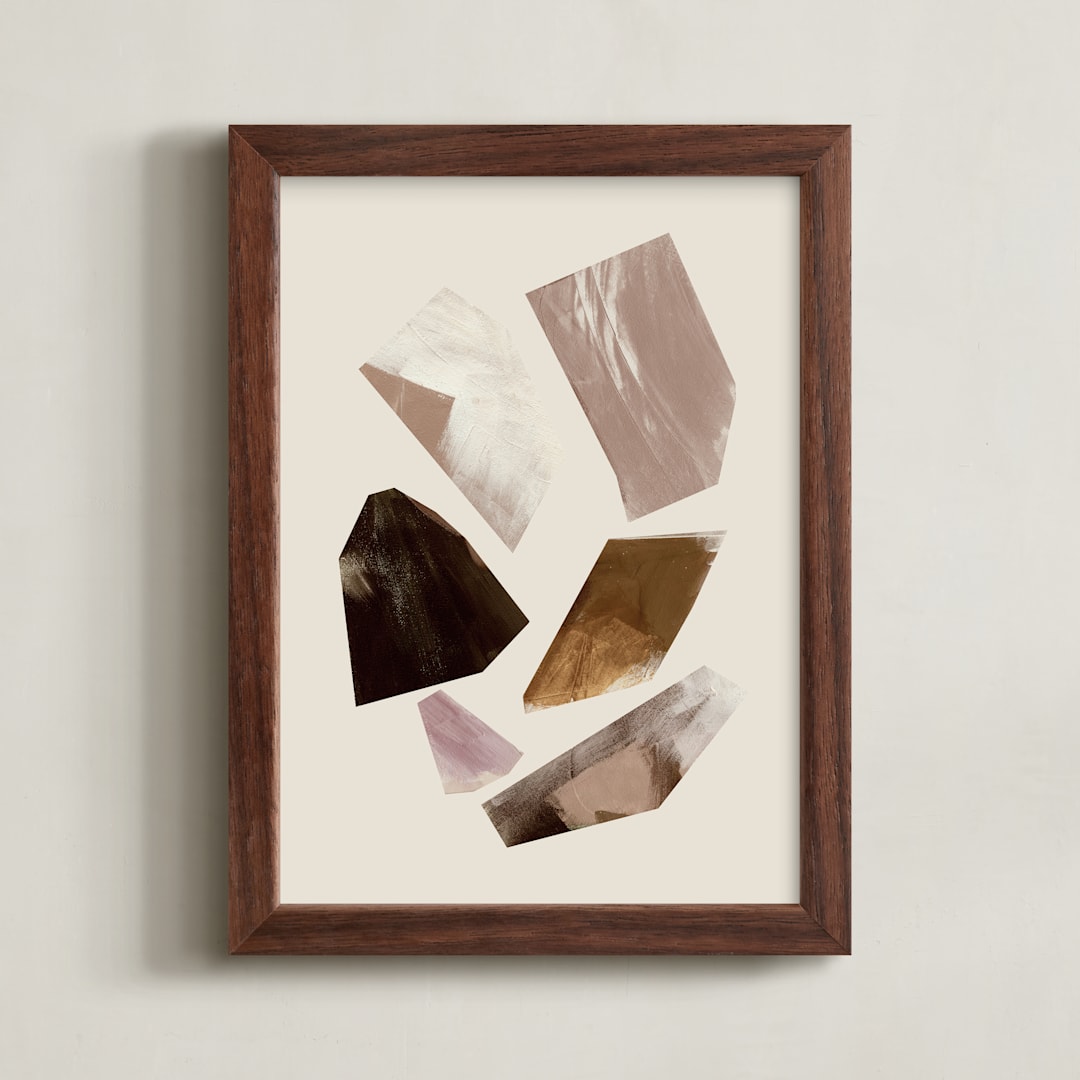 "Compositional Shapes 1" - Art Print in Leather by Melanie Severin - Framed