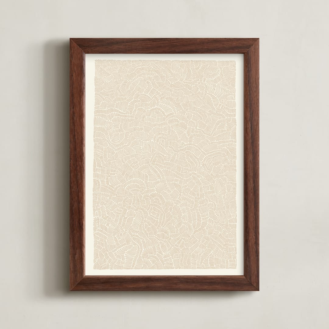 "Broadleaf" - Art Print in Warm Sand by Emily Kariniemi - Framed