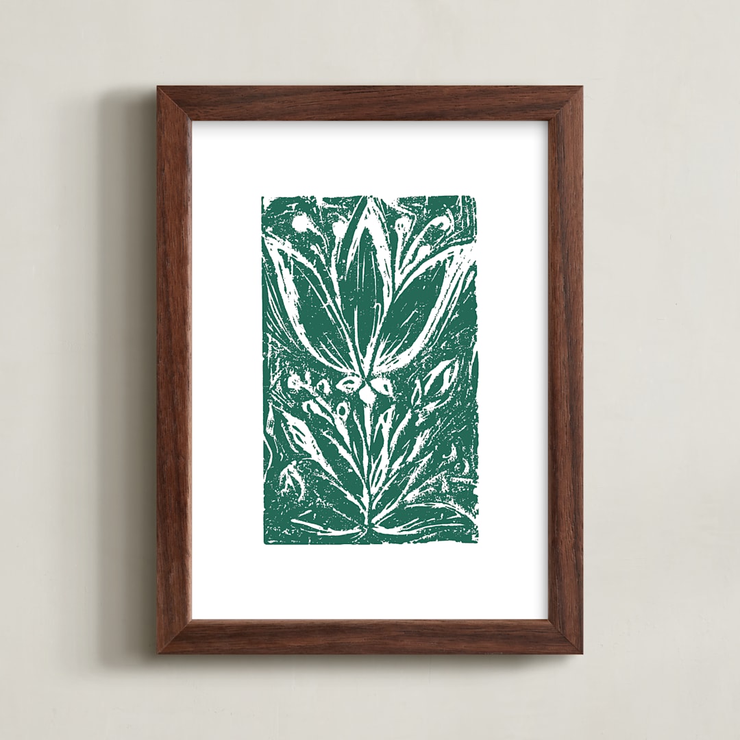 "Garden Print" - Art Print in Emerald Forest by Meggy Masters - Framed
