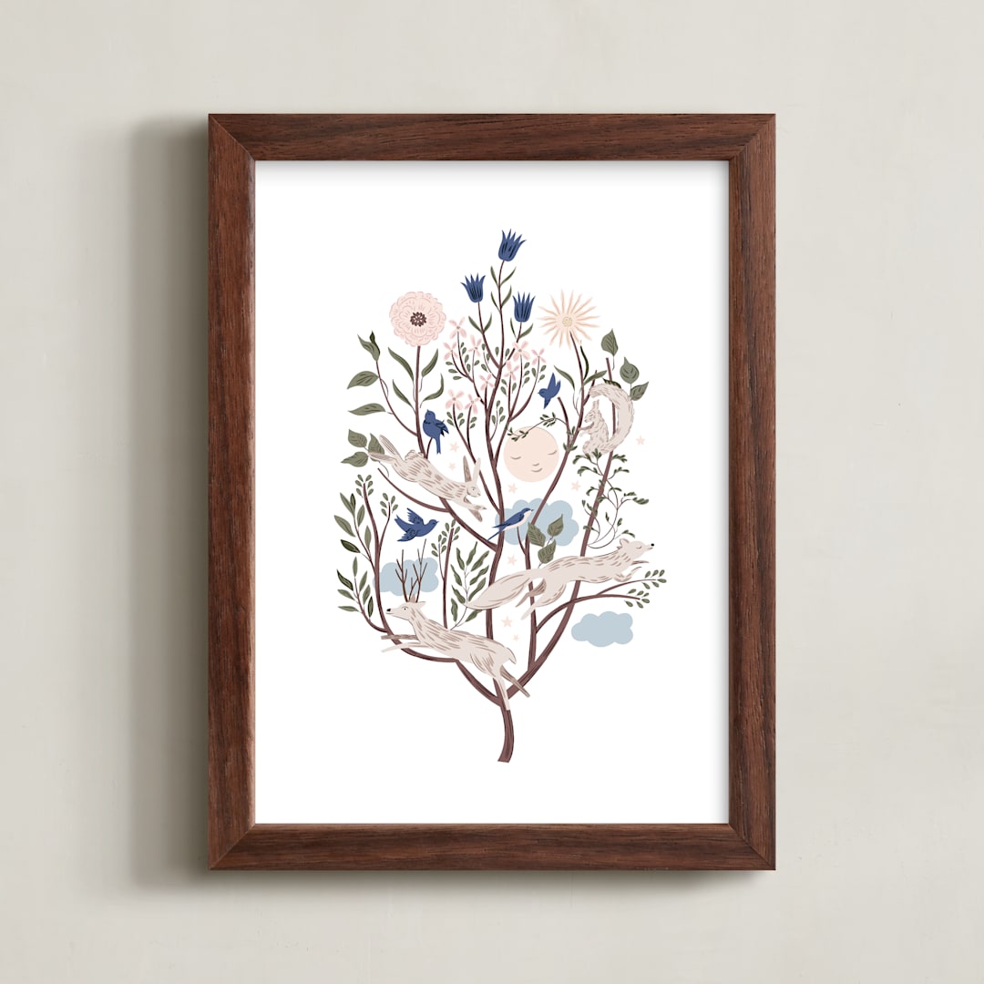 "Tree of Life" - Art Print in Blue Jay by Eve Schultz - Framed