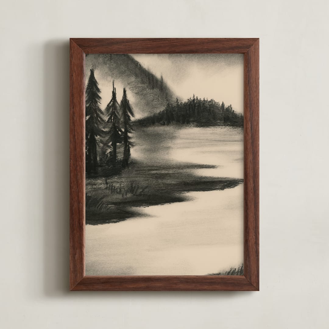 "Misty Night 1" - Art Print in Moonlight by Teju Reval - Framed