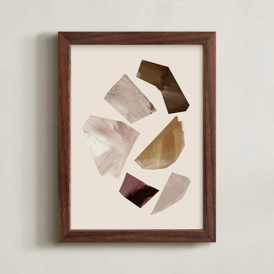 "Compositional Shapes 2" - Art Print in Leather by Melanie Severin - Framed