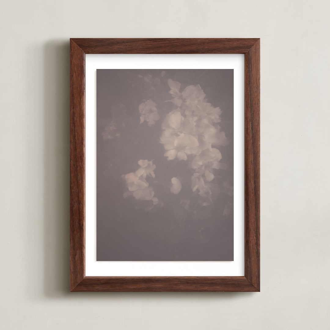 "Hazed Florals 1" - Art Print in Dusty Burgundy by Baumbirdy - Framed