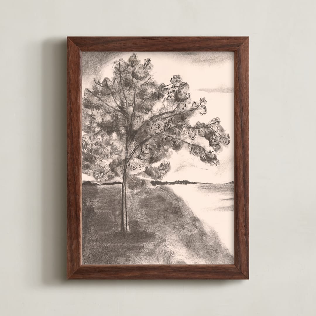 "Countryside I" - Art Print in Rose by Teju Reval - Framed