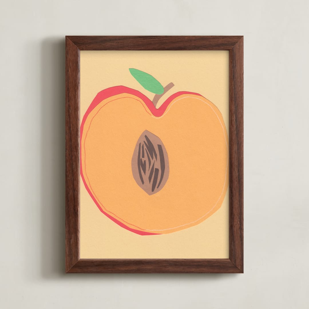 "Peach Pit" - Art Print in Soft Peach by Elliot Stokes - Framed