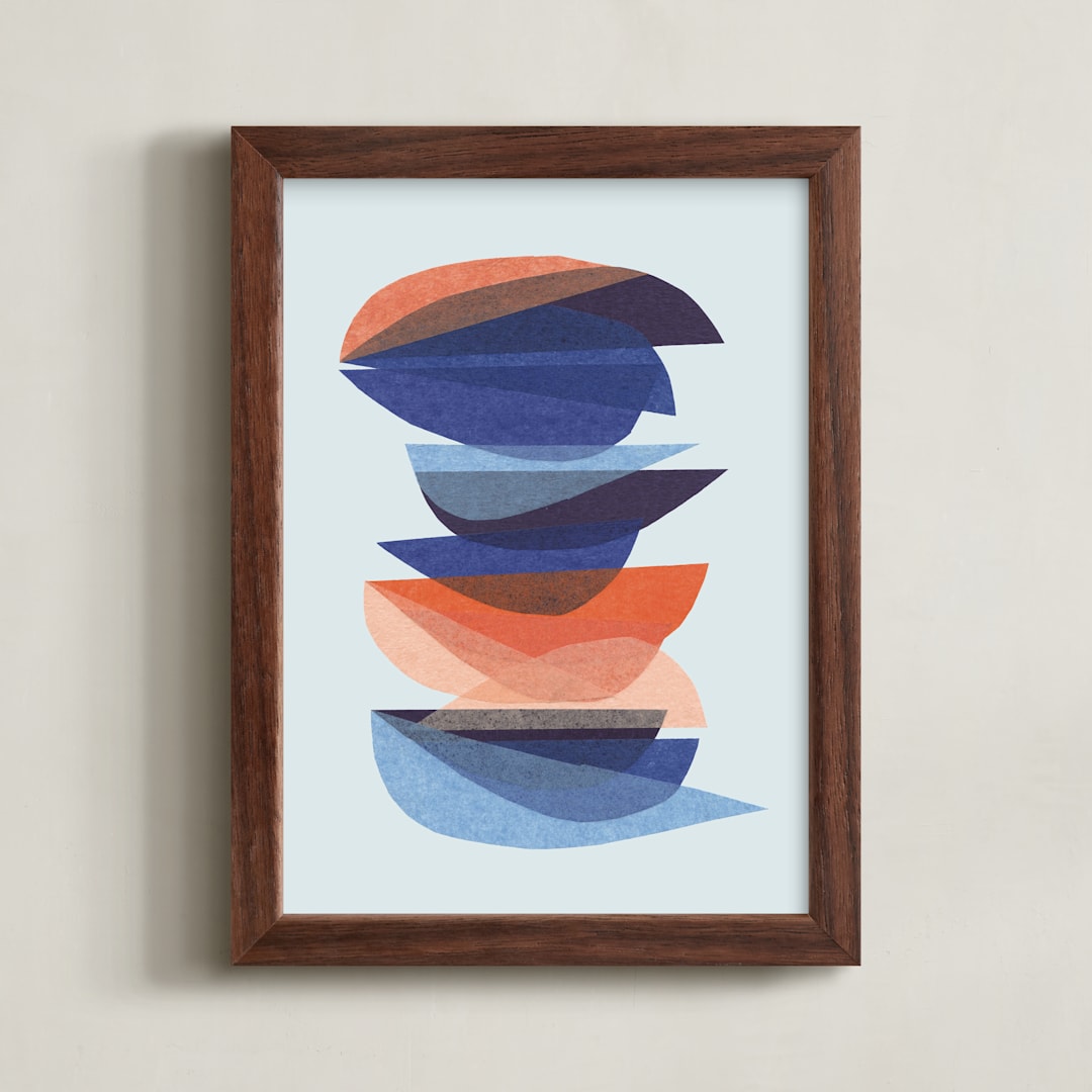 "bird chatter" - Art Print in cobalt by Carrie Moradi - Framed