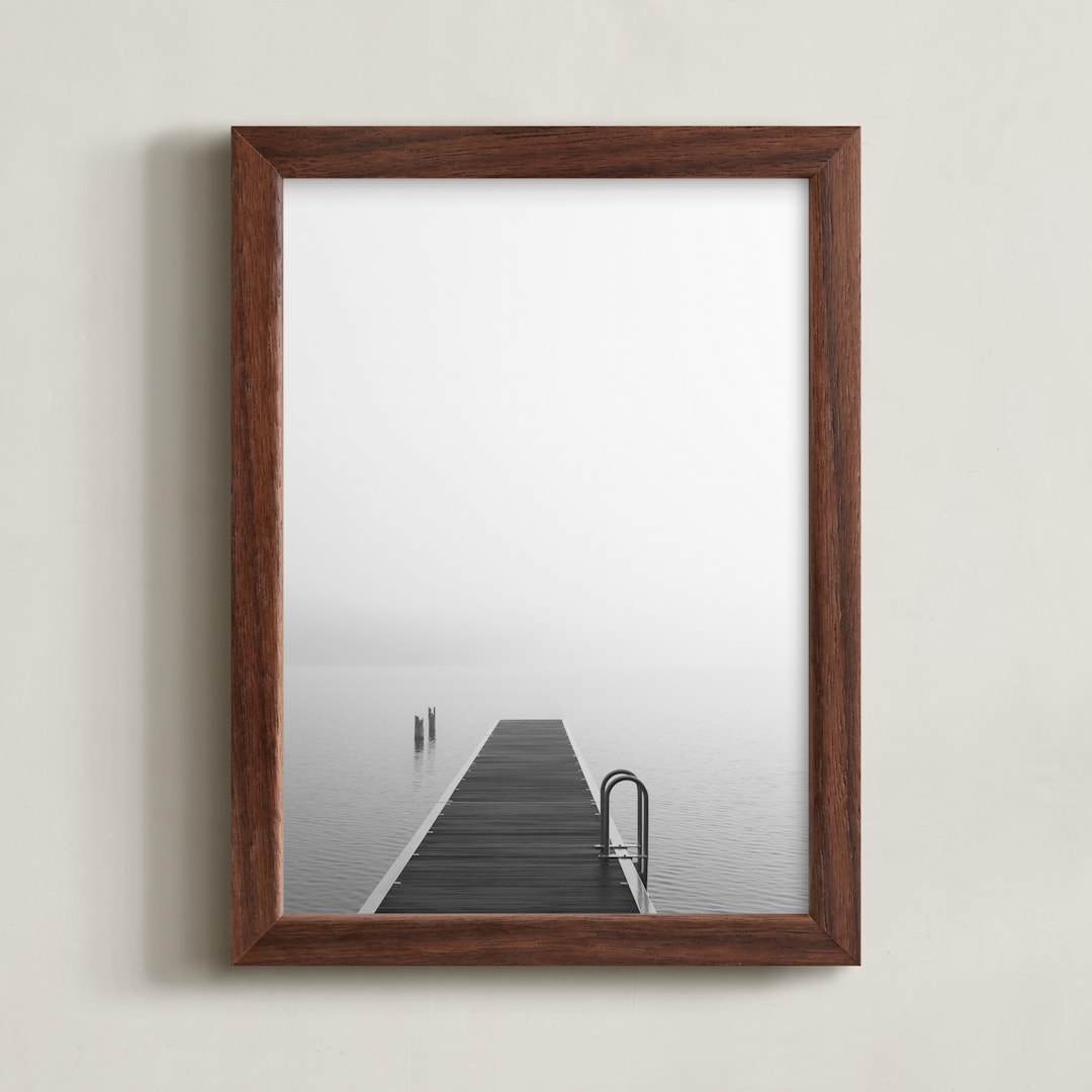 "The Edge" - Art Print in Light Grey by Jennifer Morrow - Framed