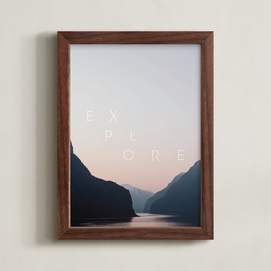 "Explore Your World" - Art Print in White by Amy Carroll - Framed