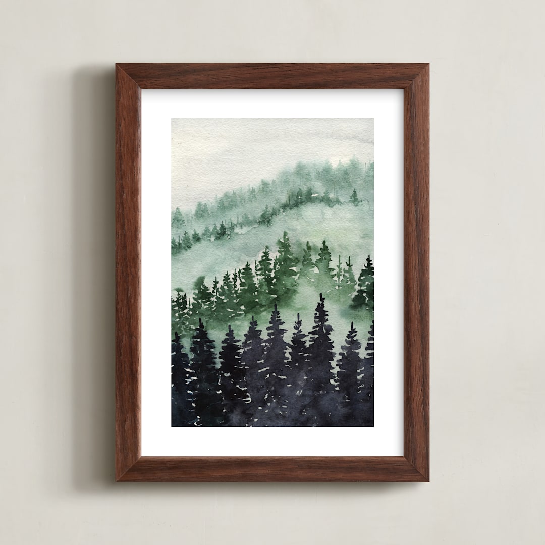 "Alaska Pines" - Art Print in White by Kelsey McNatt - Framed