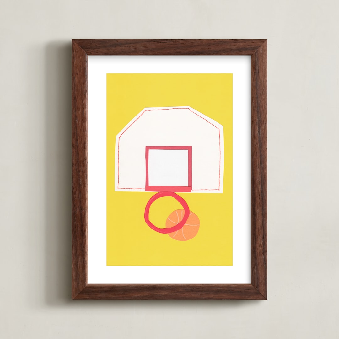 "Basketball Hoop" - Art Print in Slam Dunk Sun by Elliot Stokes - Framed
