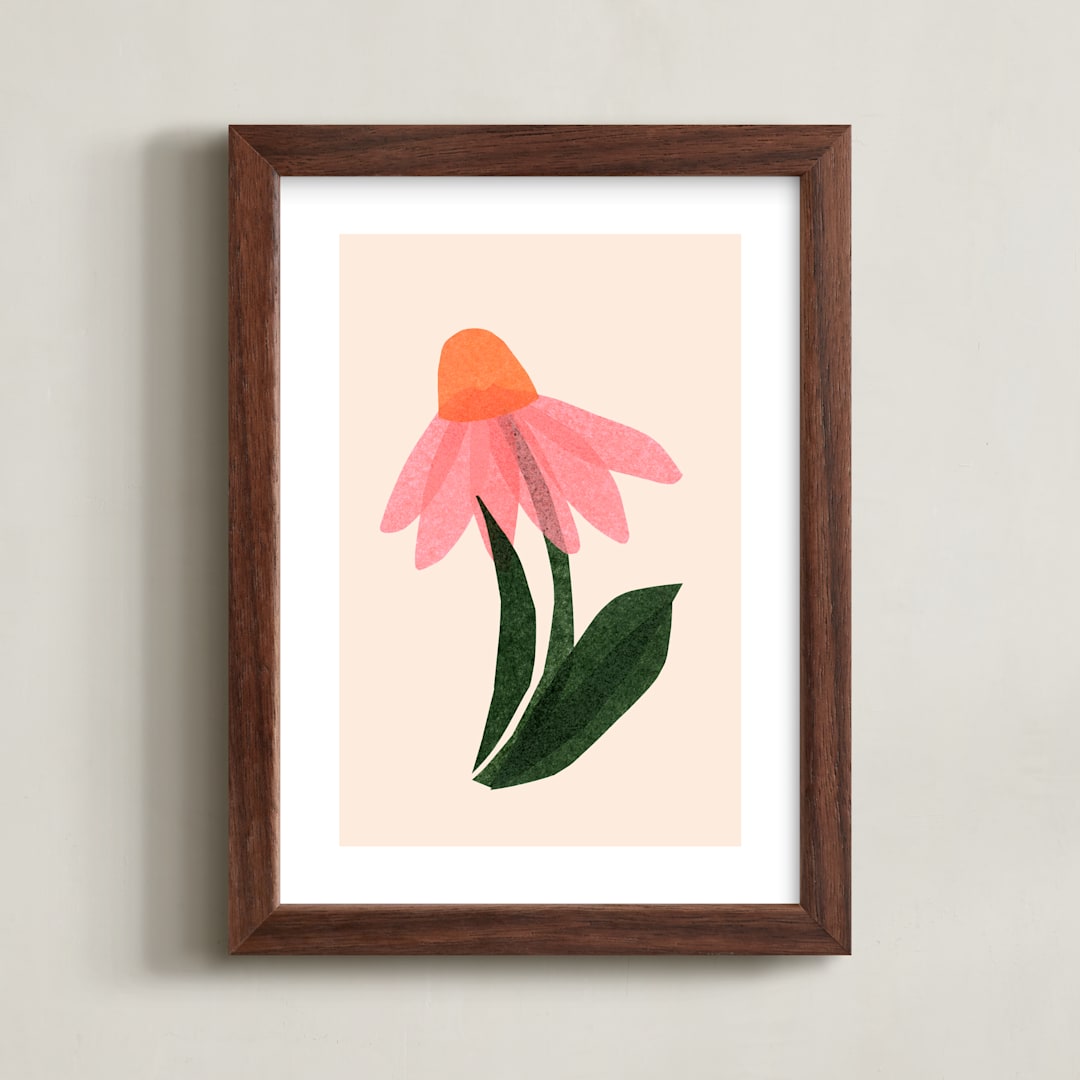 "Coneflower Collage" - Art Print in Melon by Carrie Moradi - Framed