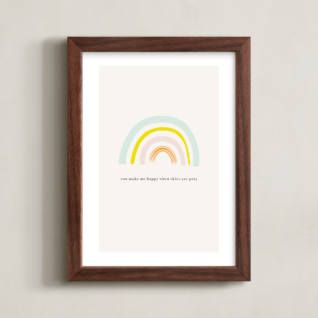 "You Make Me Happy" - Art Print in White by Joyce Pinheiro - Framed