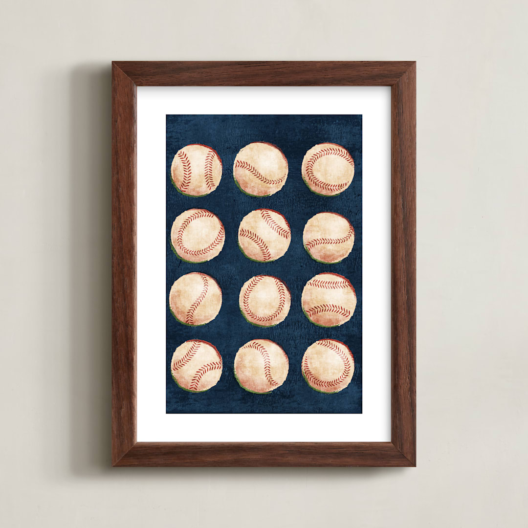 "Dinger 1 Spin Cycle" - Art Print in Navy by Kamala Nahas - Framed