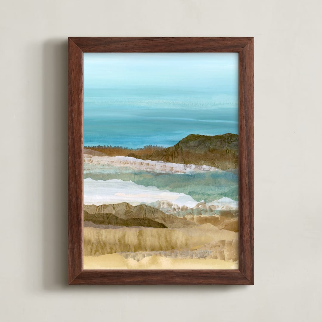 "Uneven Ground II" - Art Print in Sky Blue by Lara Eckerman - Framed