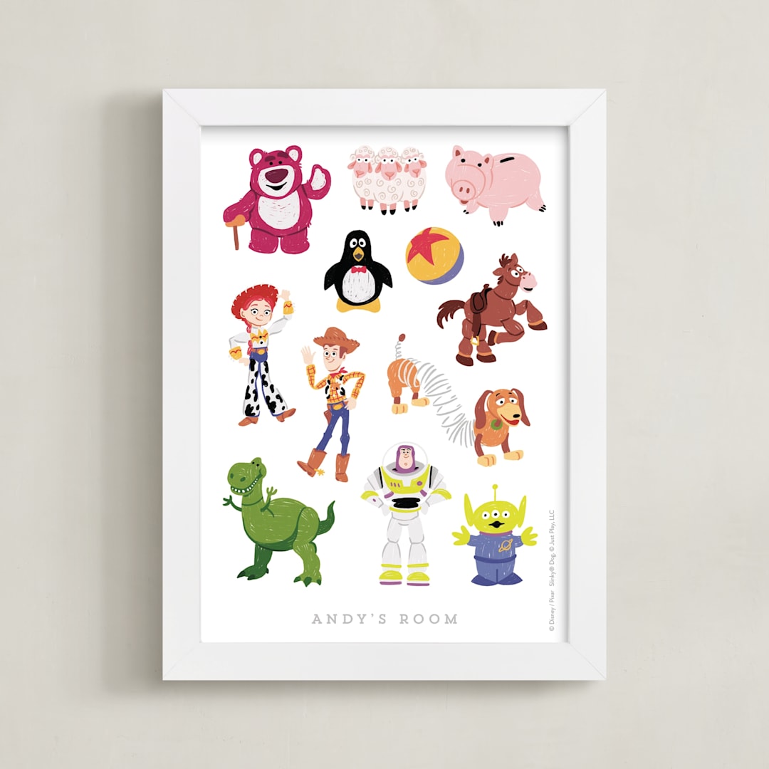 "Andy's Toys from Disney and Pixar's Toy Story" - Personalized Art Print in Candy by Rebecca Smith - Framed