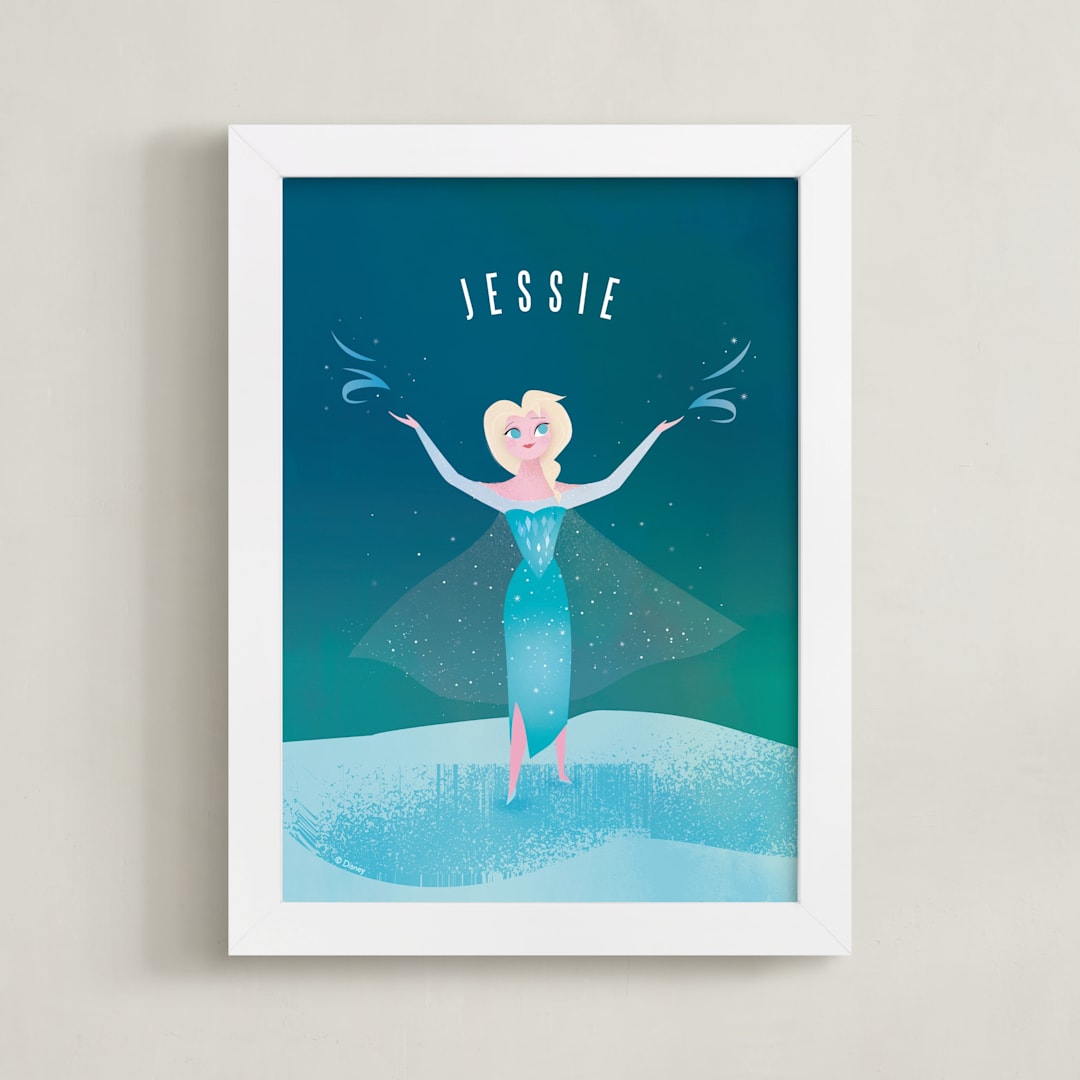 "Disney Elsa's Magic" - Personalized Art Print in Frost by Lori Wemple - Framed