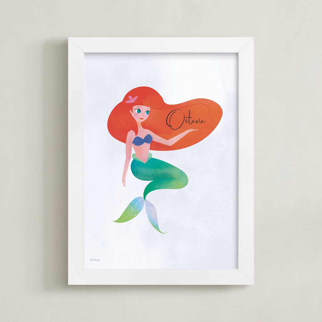 "Under The Sea With Ariel from Disney's The Little Mermaid" - Personalized Art Print in Starfish by Lori Wemple - Framed