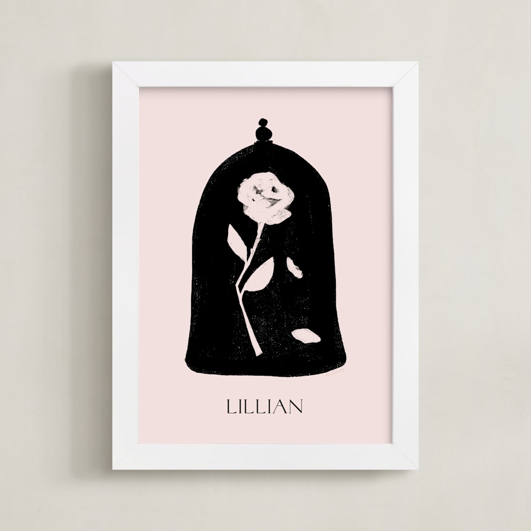 "Enchanted Disney Beauty And The Beast" - Personalized Art Print in Petal by Robin Ott - Framed