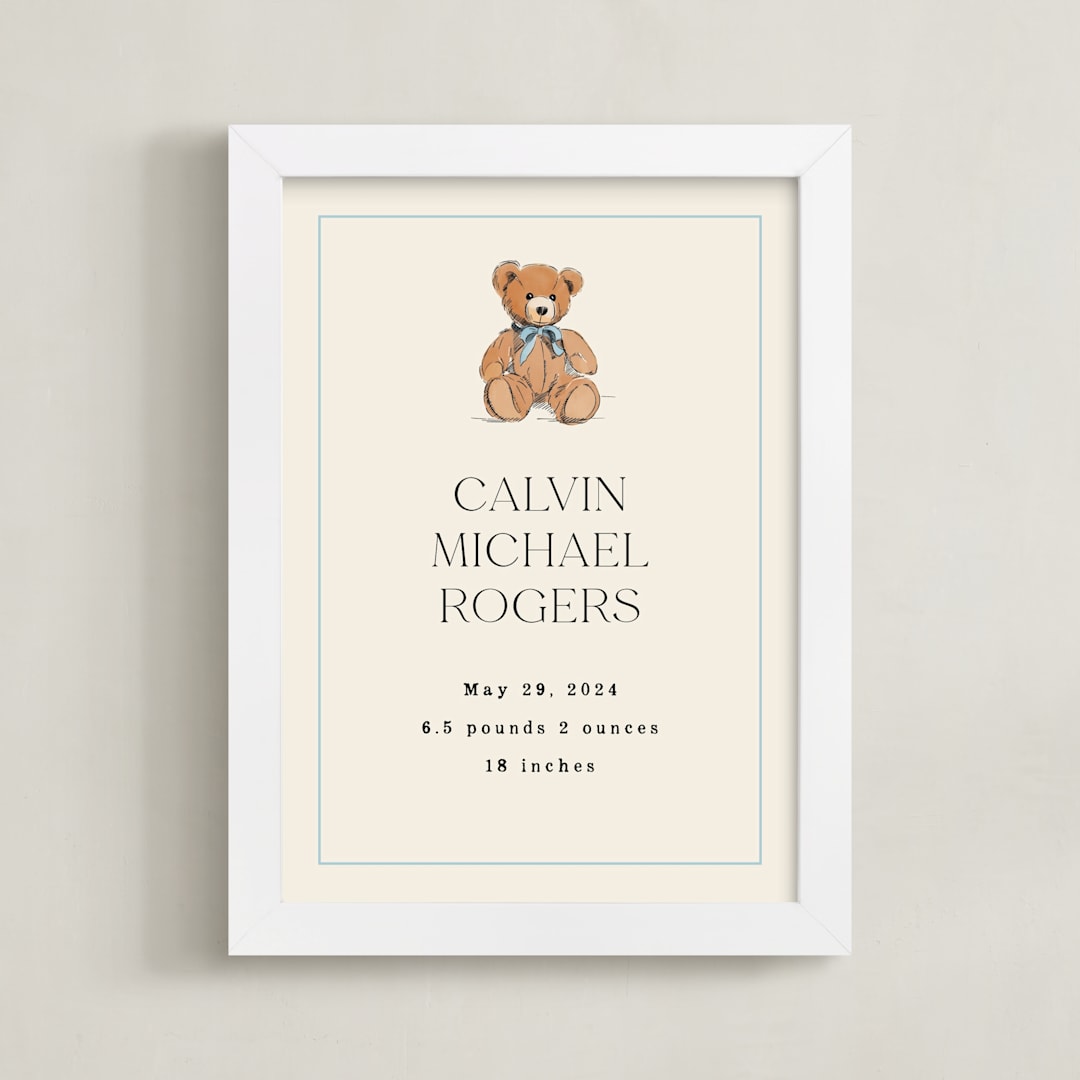 "Baby's Bear: Custom Print" - Custom Print in Frost by Becky Nimoy - Framed
