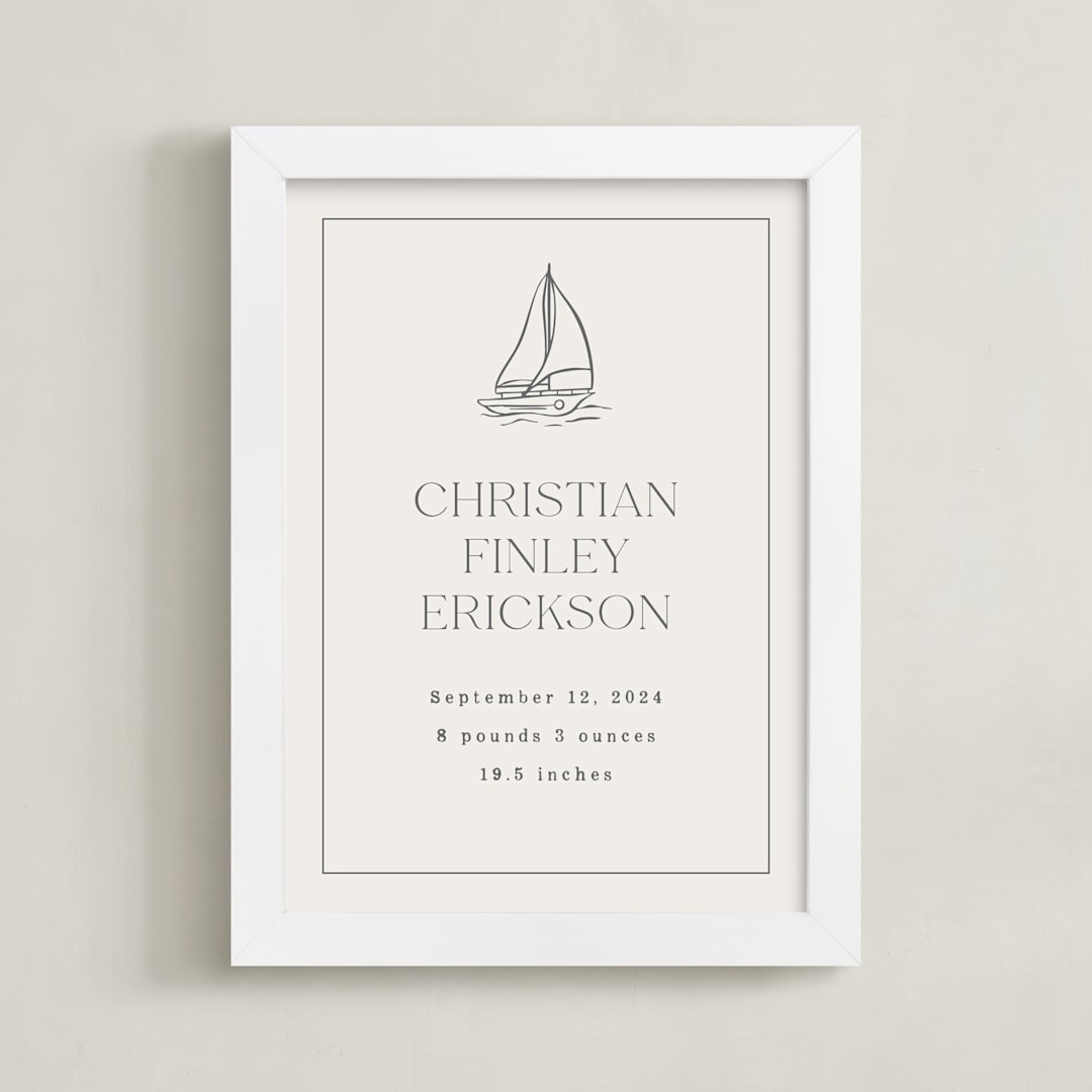 "Baby's Boat: Custom Print" - Custom Print in Sailor by Stephanie Hawkes - Framed