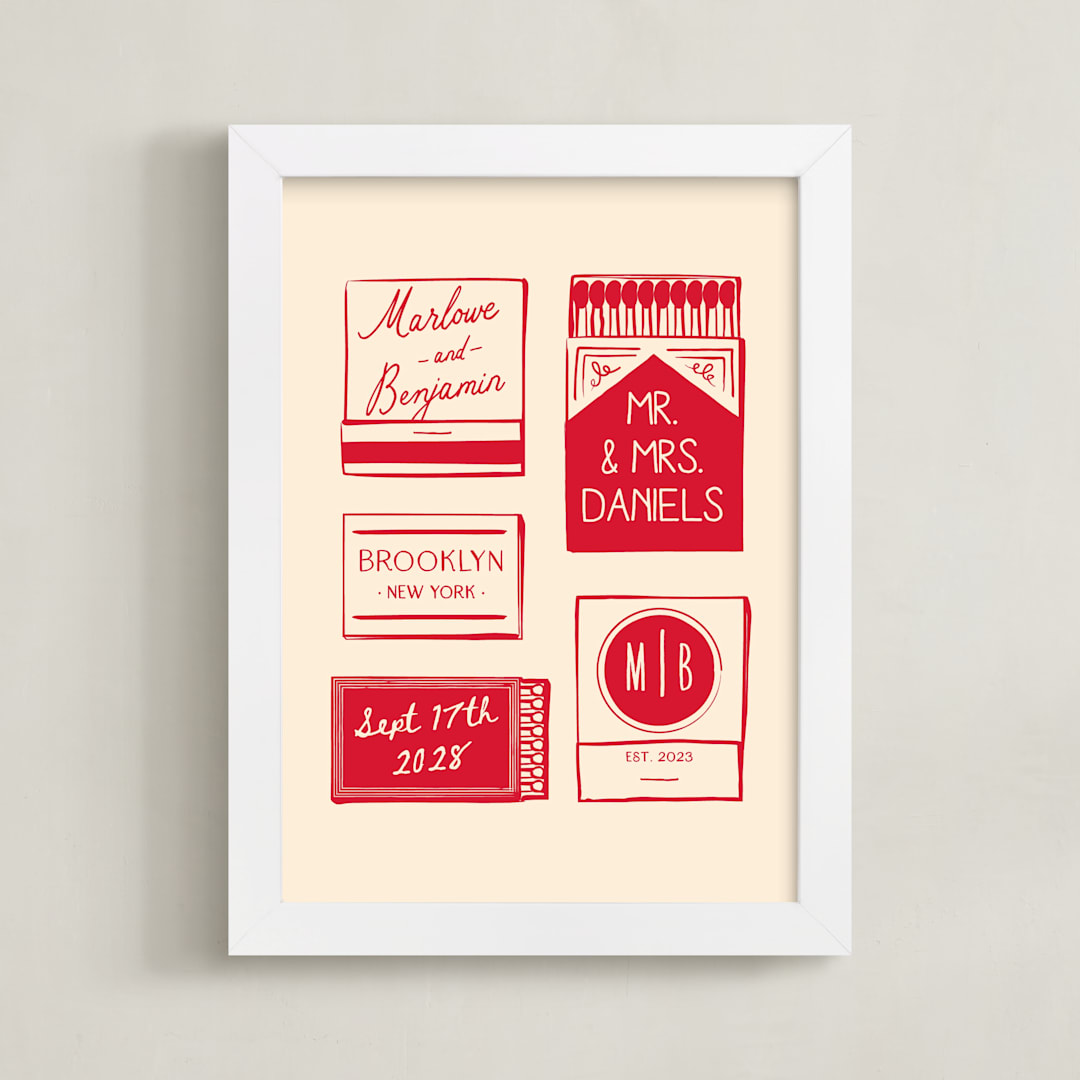 "Matchbooks" - Custom Print in Fire by Jennifer Lew - Framed