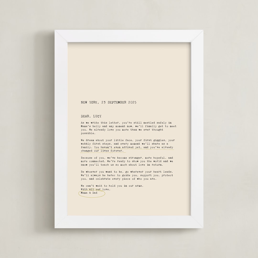 "The Letter" - Custom Print in Lime by Helena Vitto - Framed