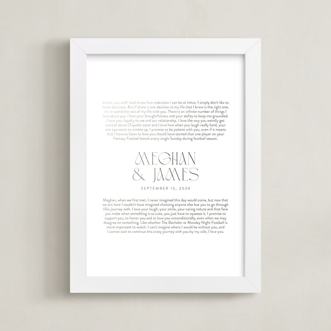 "Our Vows: Custom Foil Print" - Custom Foil Print in Silver by Minted - Framed