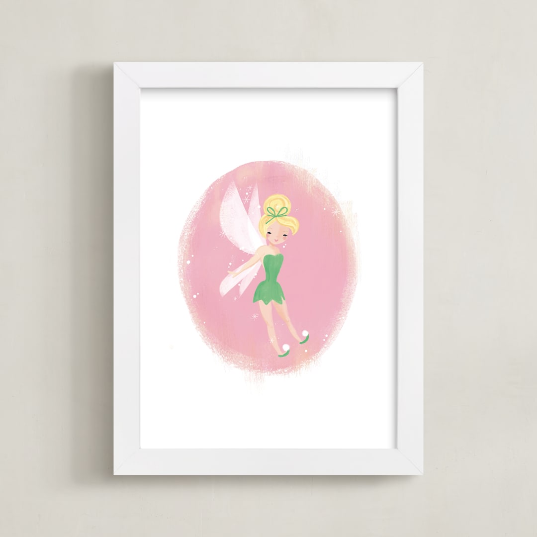 "Tink Flies" - Art Print in Blush by Itsy Belle Studio - Framed