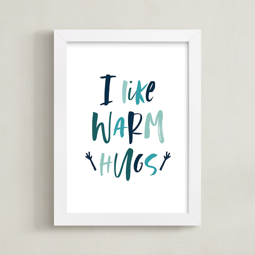 "Warm Hugs" - Art Print in Winter Pine by Erica Krystek - Framed