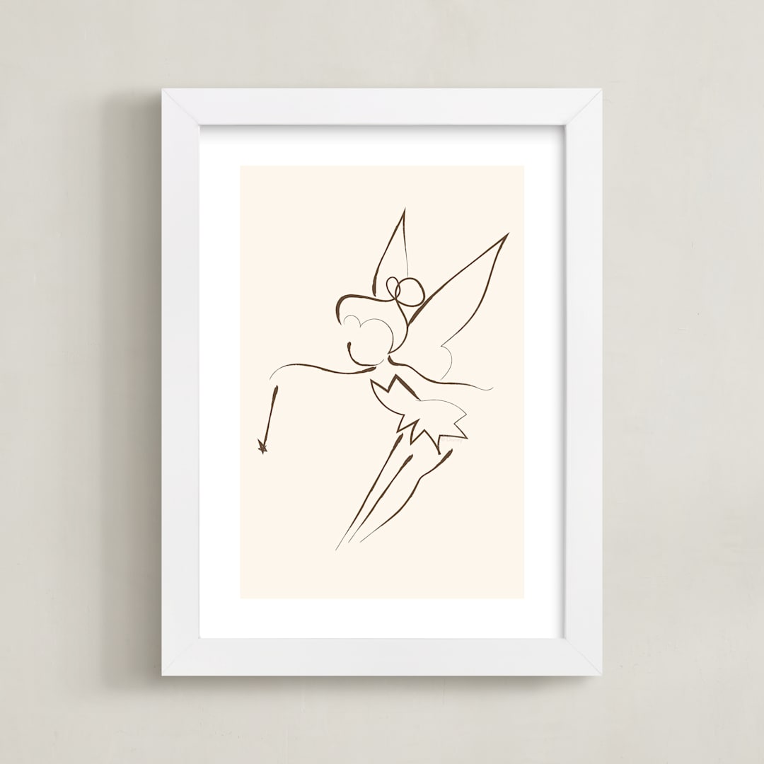 "Tinkerbell's Magic" - Art Print in Cream by Teju Reval - Framed