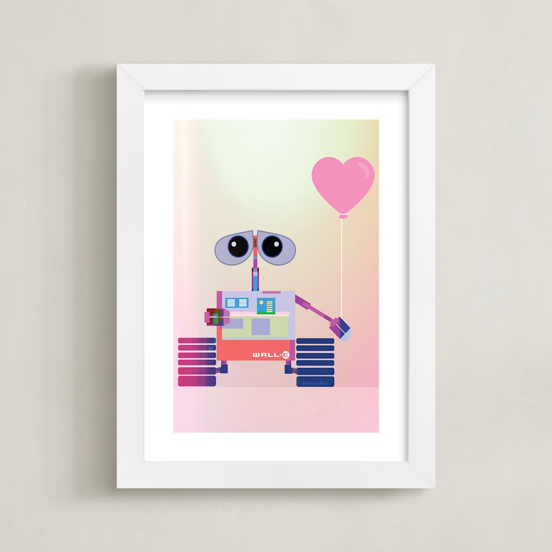 "Wall-e in technicolor" - Art Print in Pink by Maja Cunningham - Framed