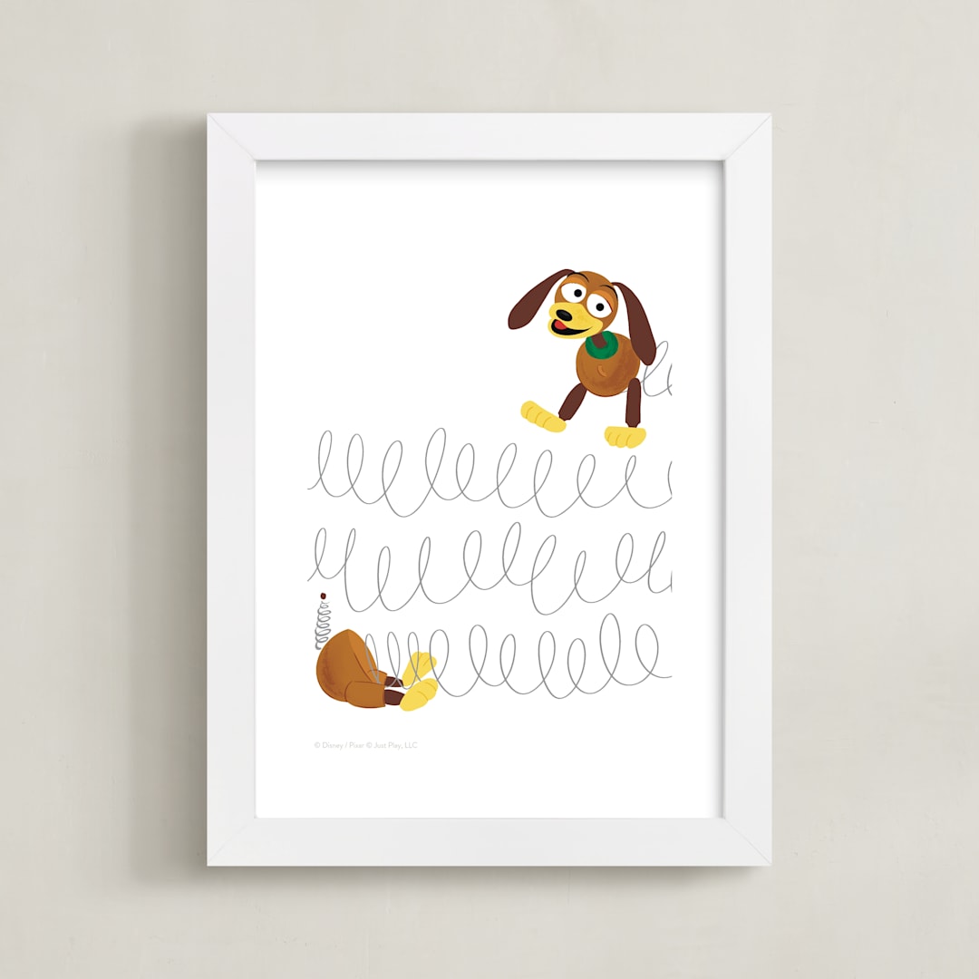 "Slinky Dog Saves the Day" - Art Print in Bark by Jackie Crawford - Framed