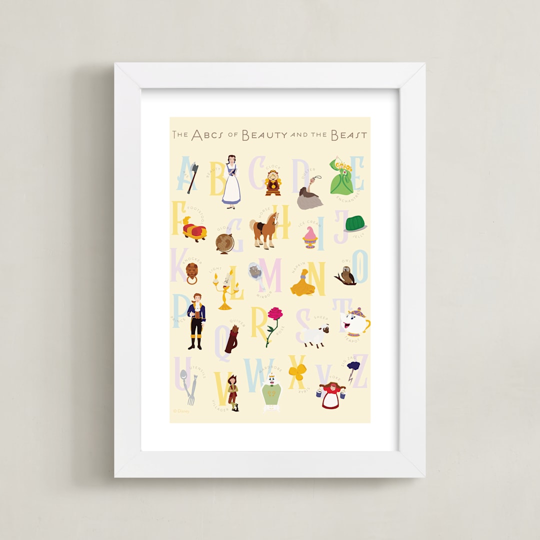 "The ABCs of Disney's Beauty and the Beast" - Art Print in Candlewax by Christie Kelly - Framed
