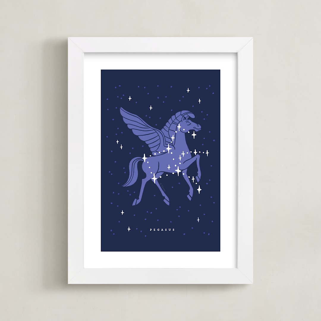 "Disney's Pegasus Stars Are Born" - Art Print in Purple by Rebecca Smith - Framed