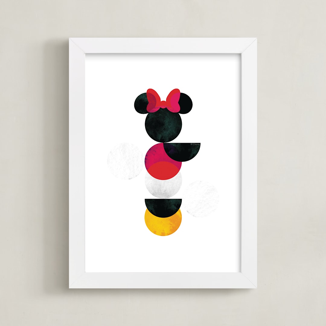 "Disney Minimalist Minnie Mouse" - Art Print in Coal by Anna Joseph - Framed