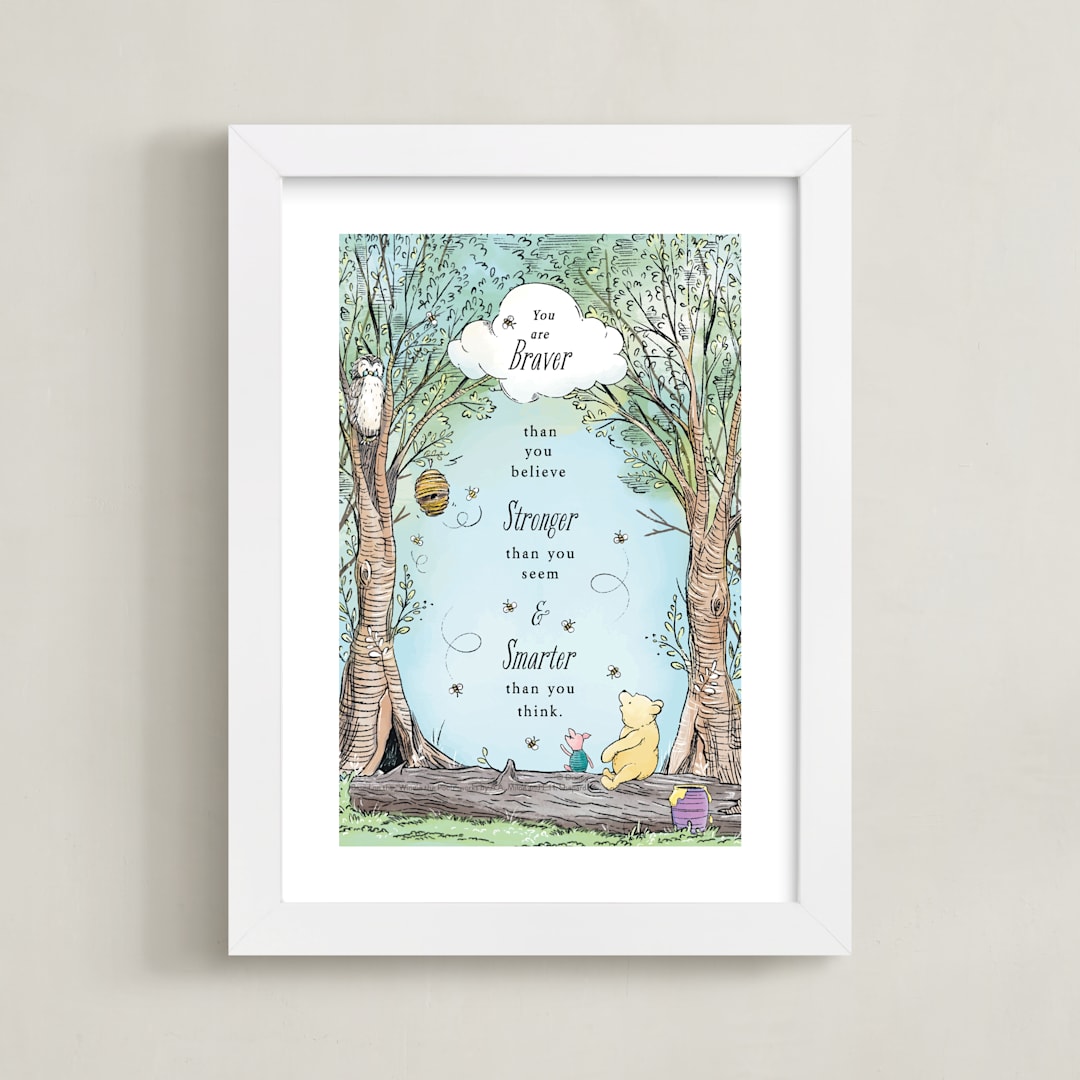 "Disney's Winnie the Pooh in the Wood" - Art Print in Honey by Becky Nimoy - Framed