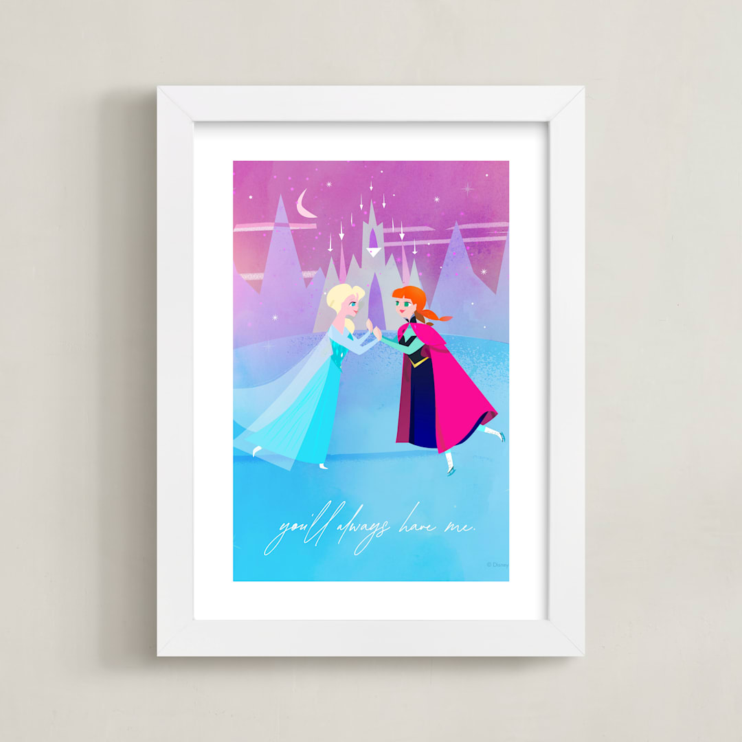"Elsa and Anna from Disney's Frozen" - Art Print in Ice by Lori Wemple - Framed