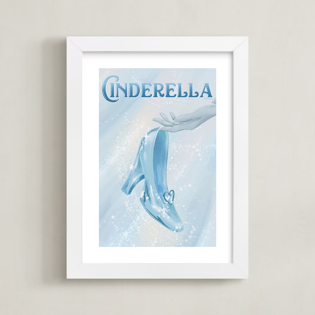 "Disney's Cinderella Glass Slipper" - Art Print in Glass by Leah Bisch - Framed