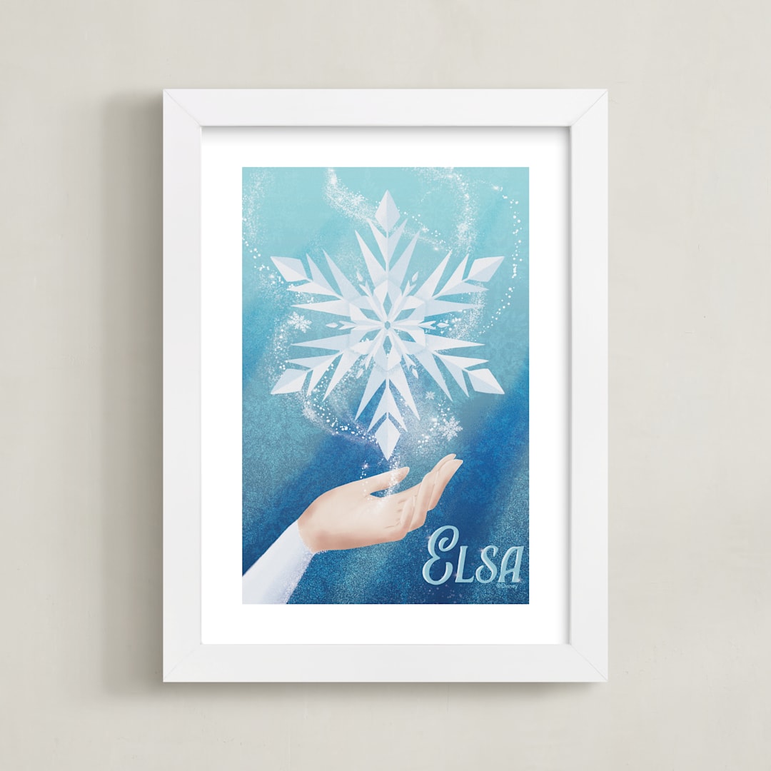 "Disney's Elsa Snow Flake" - Art Print in Ice by Leah Bisch - Framed
