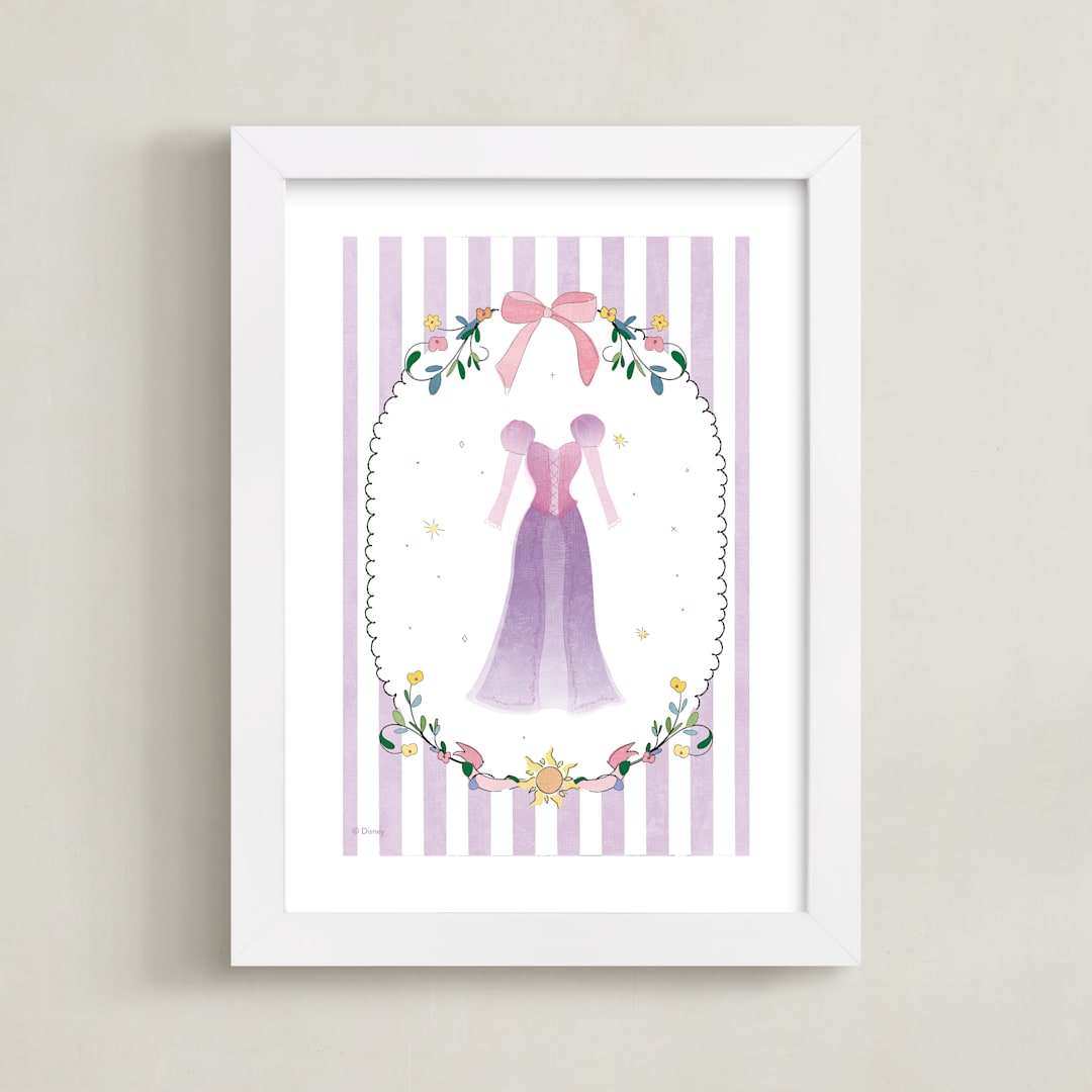 "Disney Princess Rapunzel Dress-Up" - Art Print in Lilac by Kamala Nahas - Framed