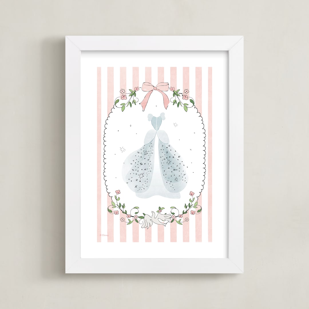 "Disney Princess Cinderella Dress-Up" - Art Print in Blush by Kamala Nahas - Framed