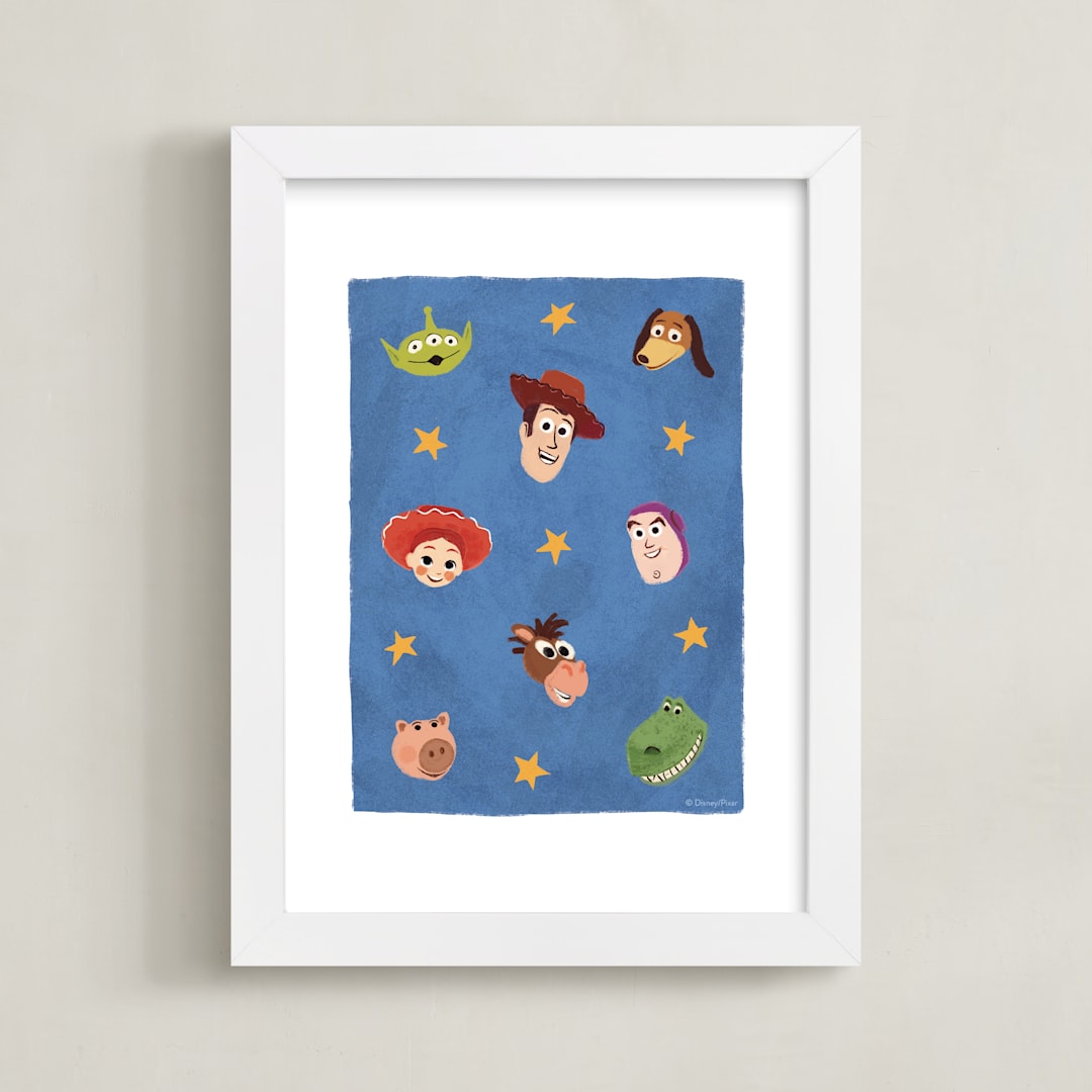"Disney Pixar's Toy Story Stars" - Art Print in Blue by Dani Lugato - Framed
