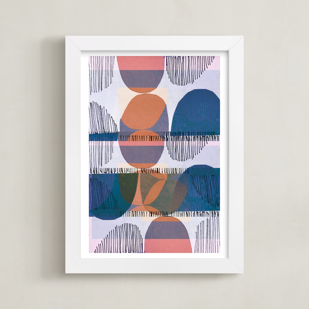 "Boho Screenprint III" - Art Print in Grape by Jenna Skead - Framed