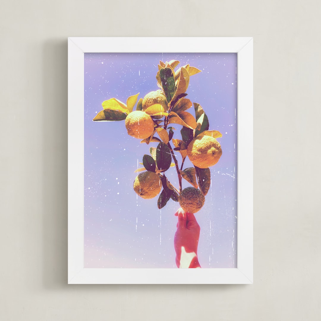 "Lemon Dreaming" - Art Print in Melbourne Periwinkle by Jiny He - Framed