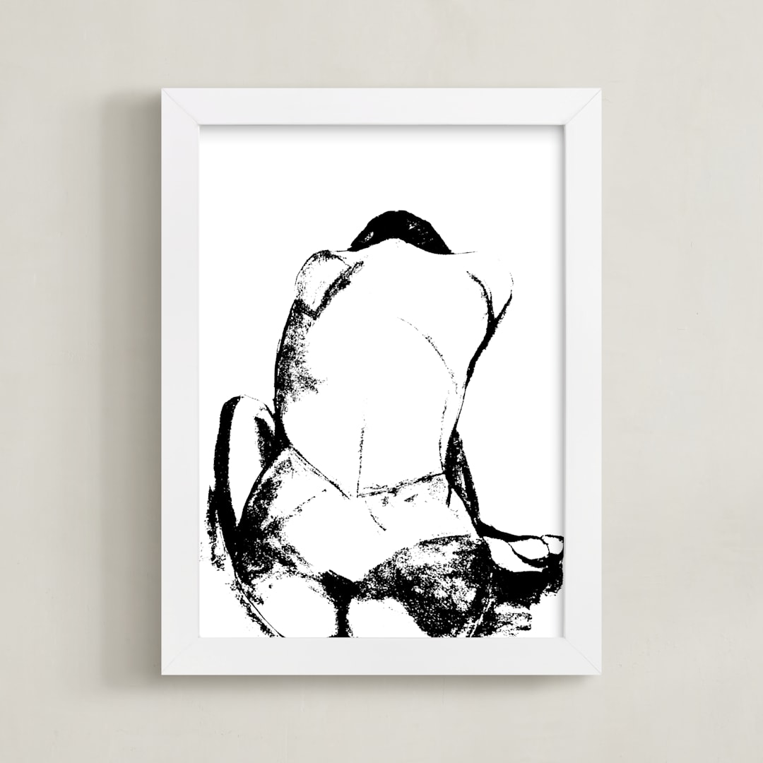 "quiet contemplation" - Art Print in charcoal by Carol Fazio - Framed