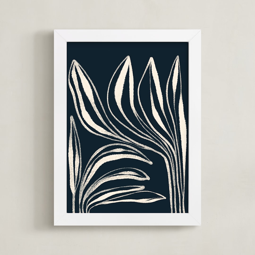 "Navy Botanical #1" - Art Print in Midnight by ALICIA BOCK - Framed